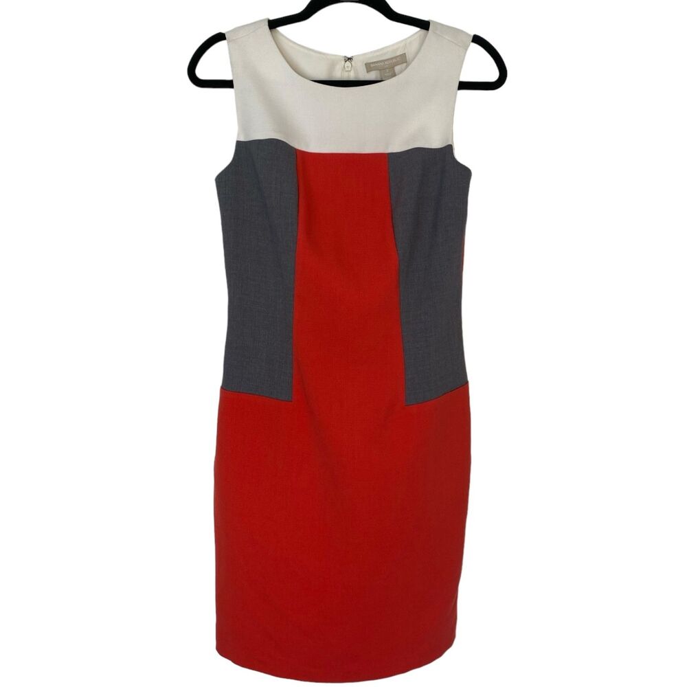 NWT BANANA REPUBLIC Orange Gray White Career Business Sheath Dress Size 2 - Picture 1 of 5